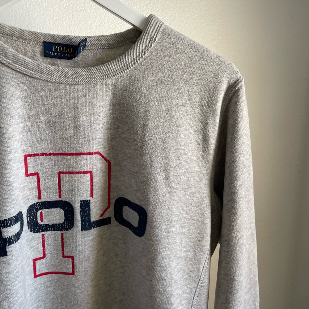 Polo by Ralph Lauren Gray Sweatshirt with Red and Blue Logo